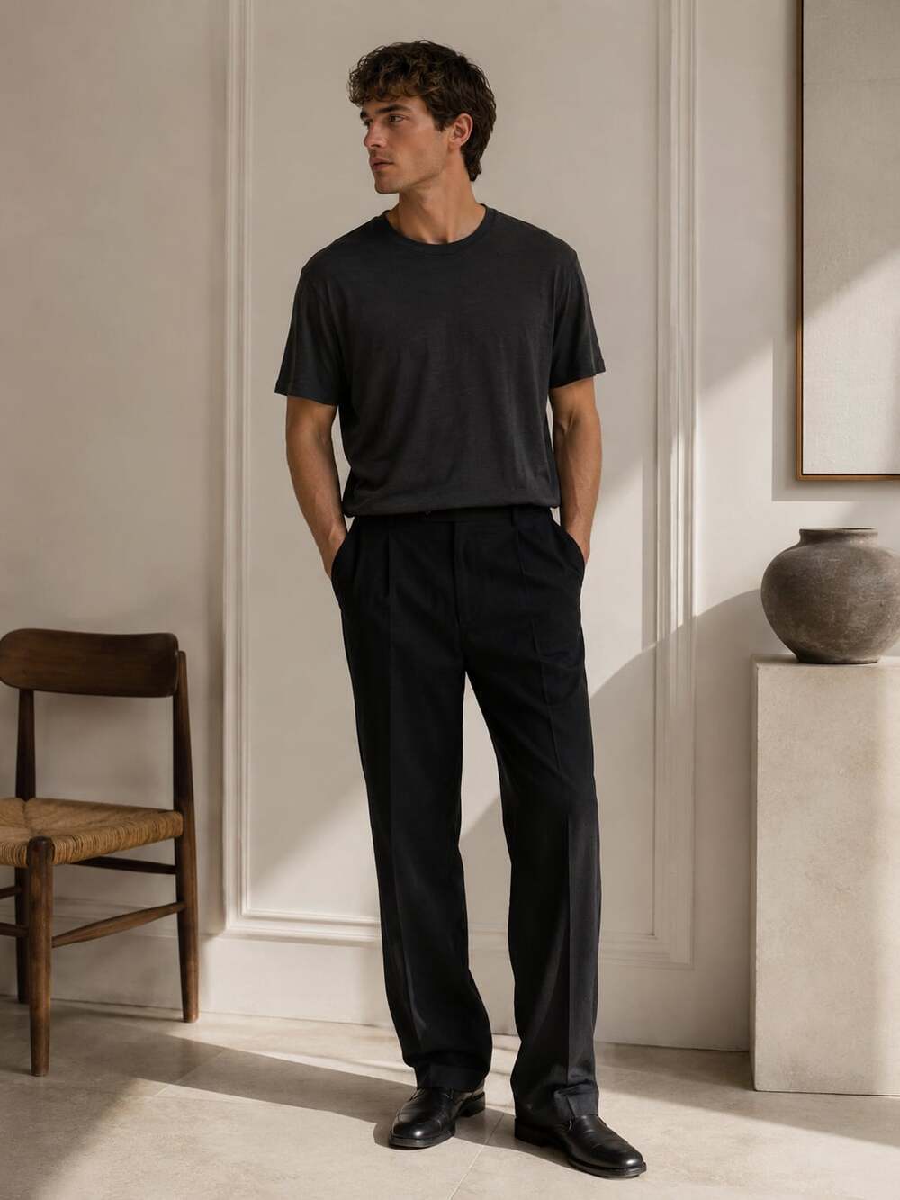 Vince Black Pima Cotton Crewneck T-Shirt XL Minimalist Quiet Luxury NWT